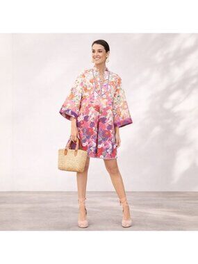 Tuckernuck Blooming Floral Indre Tunic Dress S Multicolor Cotton Blend Rare Find